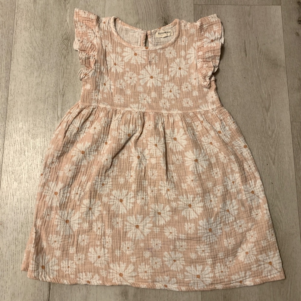 "Roller Rabbit" Girls Size 8 Pink Daisy Floral Muslin‎ Ruffle Dress